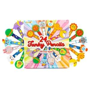 24 Kids Pencils and Eraser Toppers - Pencils for Party Bag or Classroom Gifts